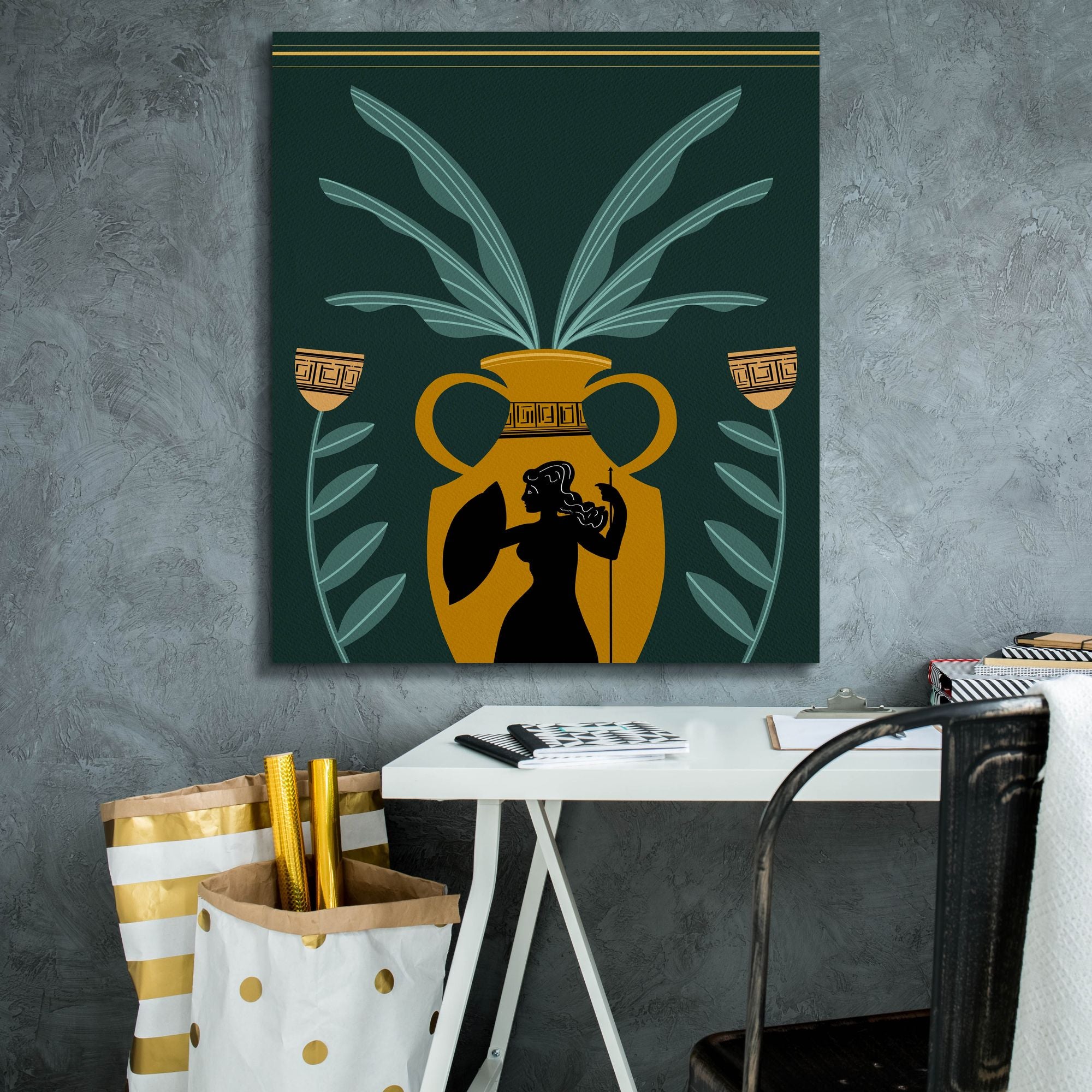 'Warrior Goddess Vase I' by Regina Moore, Canvas Wall Art,26x30