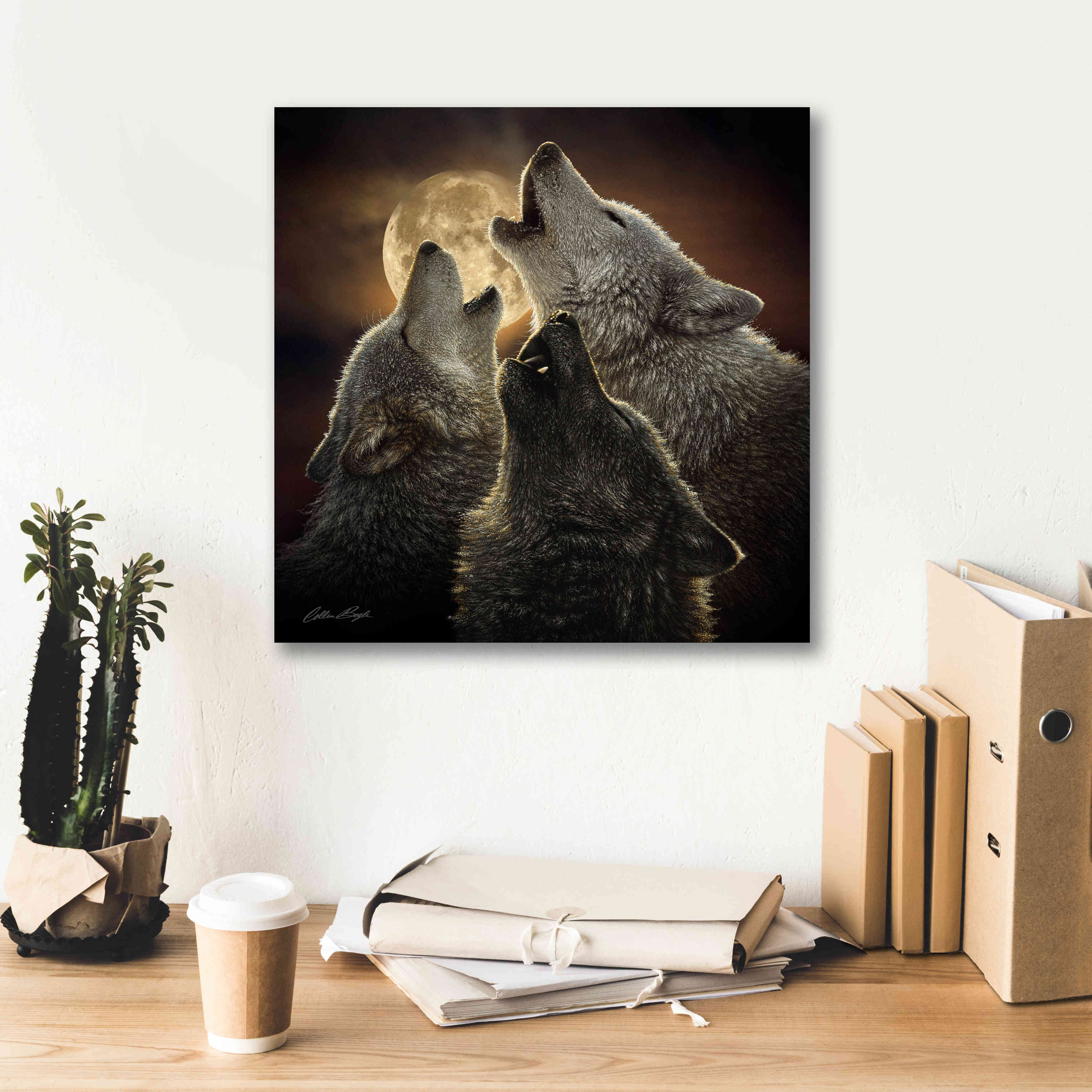 'Wolf Trinity' by Collin Bogle, Canvas Wall Art,18x18