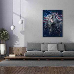 'Wolf Trinity Patriotic' by Collin Bogle, Canvas Wall Art,40x54