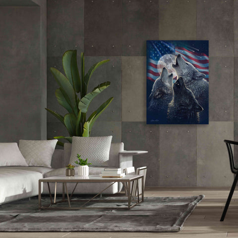 Image of 'Wolf Trinity Patriotic' by Collin Bogle, Canvas Wall Art,40x54