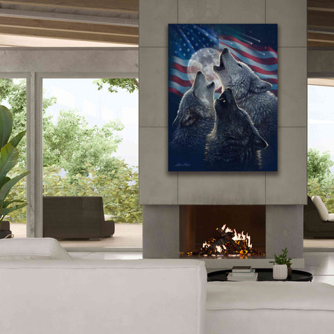 Image of 'Wolf Trinity Patriotic' by Collin Bogle, Canvas Wall Art,40x54