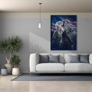 'Wolf Trinity Patriotic' by Collin Bogle, Canvas Wall Art,40x54