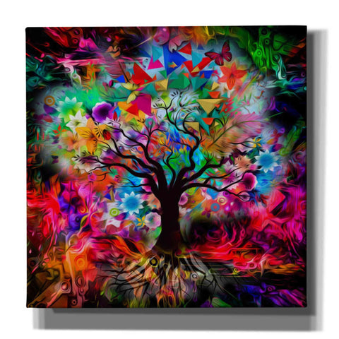 Image of 'Kaleidoscope Tree Black' Canvas Wall Art