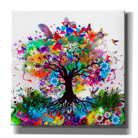 Image of 'Kaleidoscope Tree White' Canvas Wall Art
