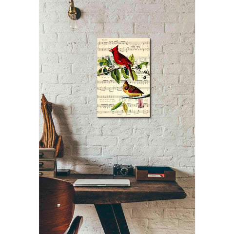 Image of 'The Cardinal Sings' by John James Audubon, Canvas Wall Art,12 x 18