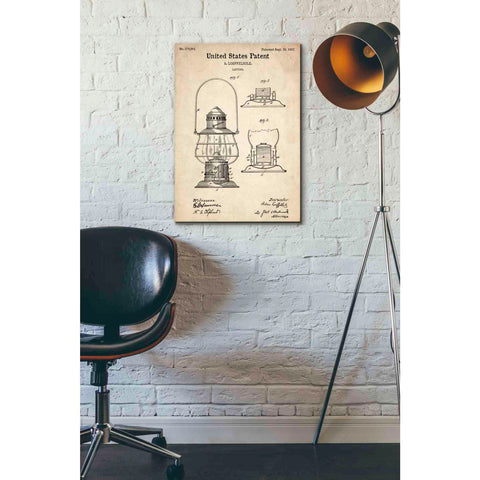 Image of 'Lantern Vintage Patent' Canvas Wall Art,18 x 26