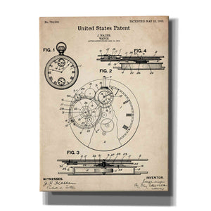 'Stopwatch Vintage Patent Blueprint' Canvas Wall Art