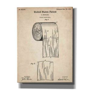 'Toilet Paper Roll Vintage Patent' Canvas Wall Art
