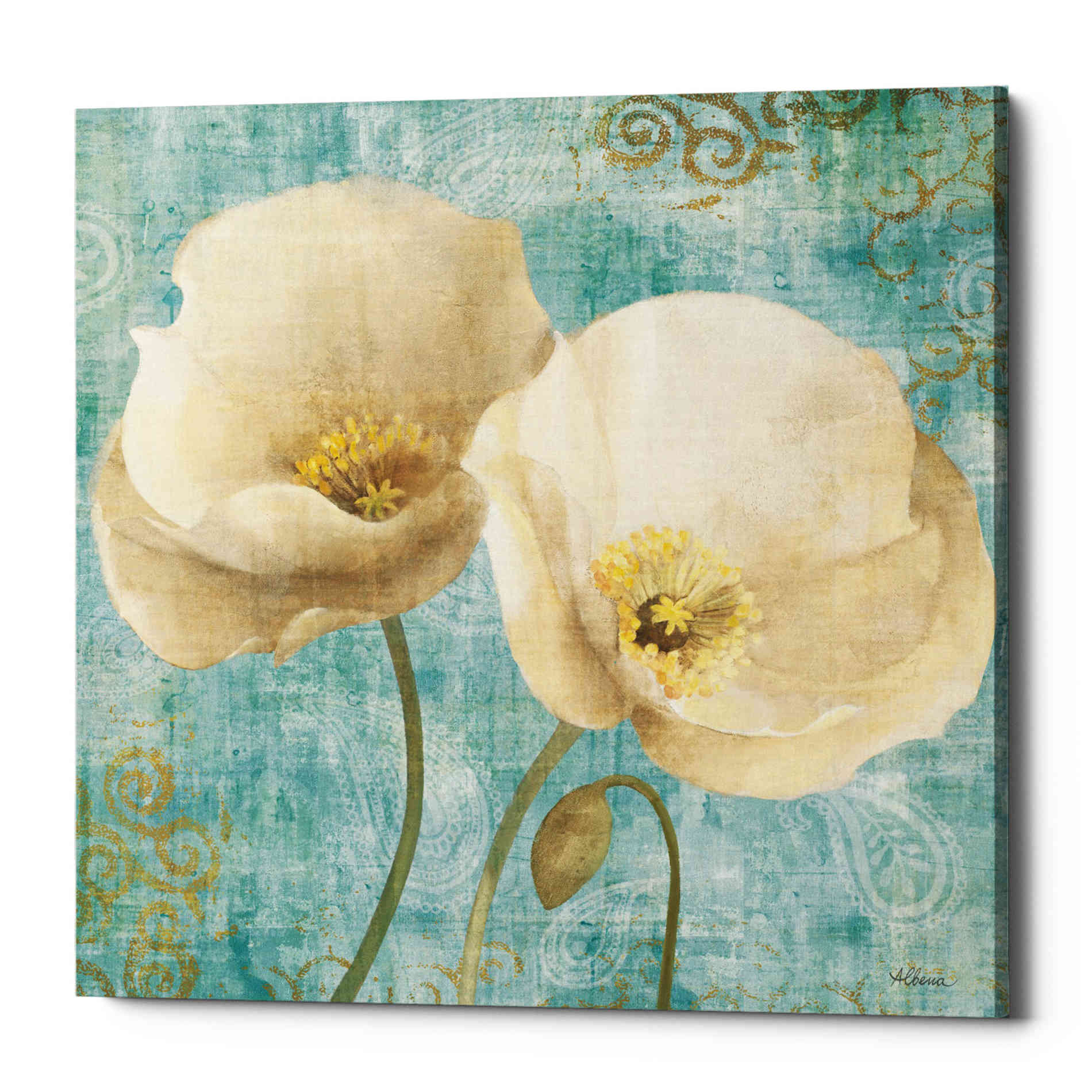 'Poppies on Paisley' by Albena Hristova, Canvas Wall Art