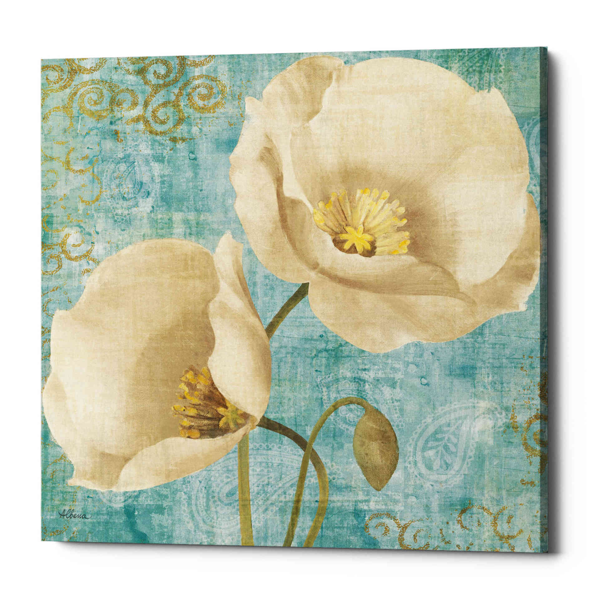 'Rich Poppies on Paisley' by Albena Hristova, Canvas Wall Art