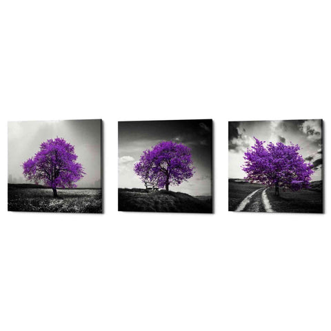 Image of 'Vibrant Tree Series: Amethyst Triptych (Set of 3)' Canvas Wall Art