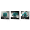 'Vibrant Tree Series: Cyan Triptych (Set of 3)' Canvas Wall Art