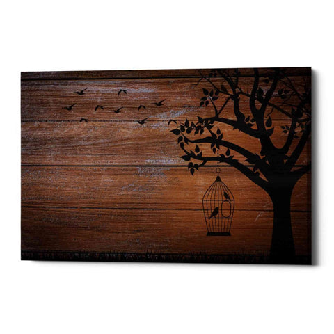 Image of 'Wood Series: Birds and Tree Silhouettes' Canvas Wall Art