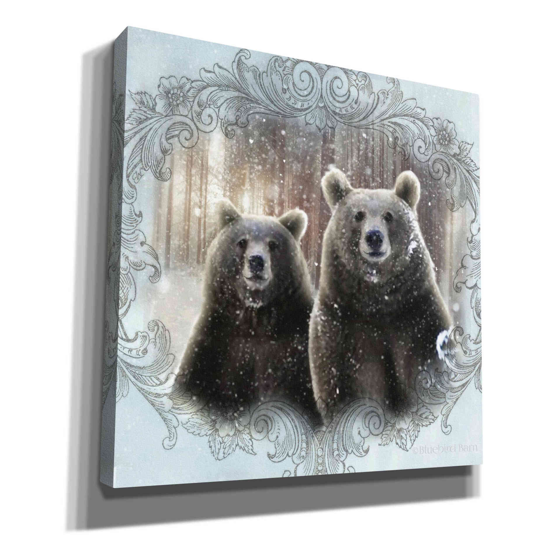 'Enchanted Winter Bears' by Bluebird Barn, Canvas Wall Art,Size 1 Sqaure