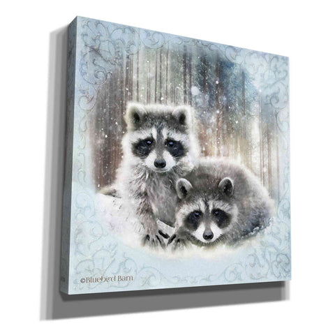 Image of 'Enchanted Winter Raccoons' by Bluebird Barn, Canvas Wall Art,Size 1 Sqaure