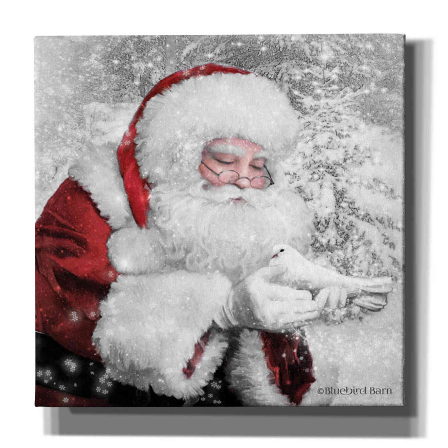 'Santa's Little Friend' by Bluebird Barn, Canvas Wall Art,Size 1 Sqaure