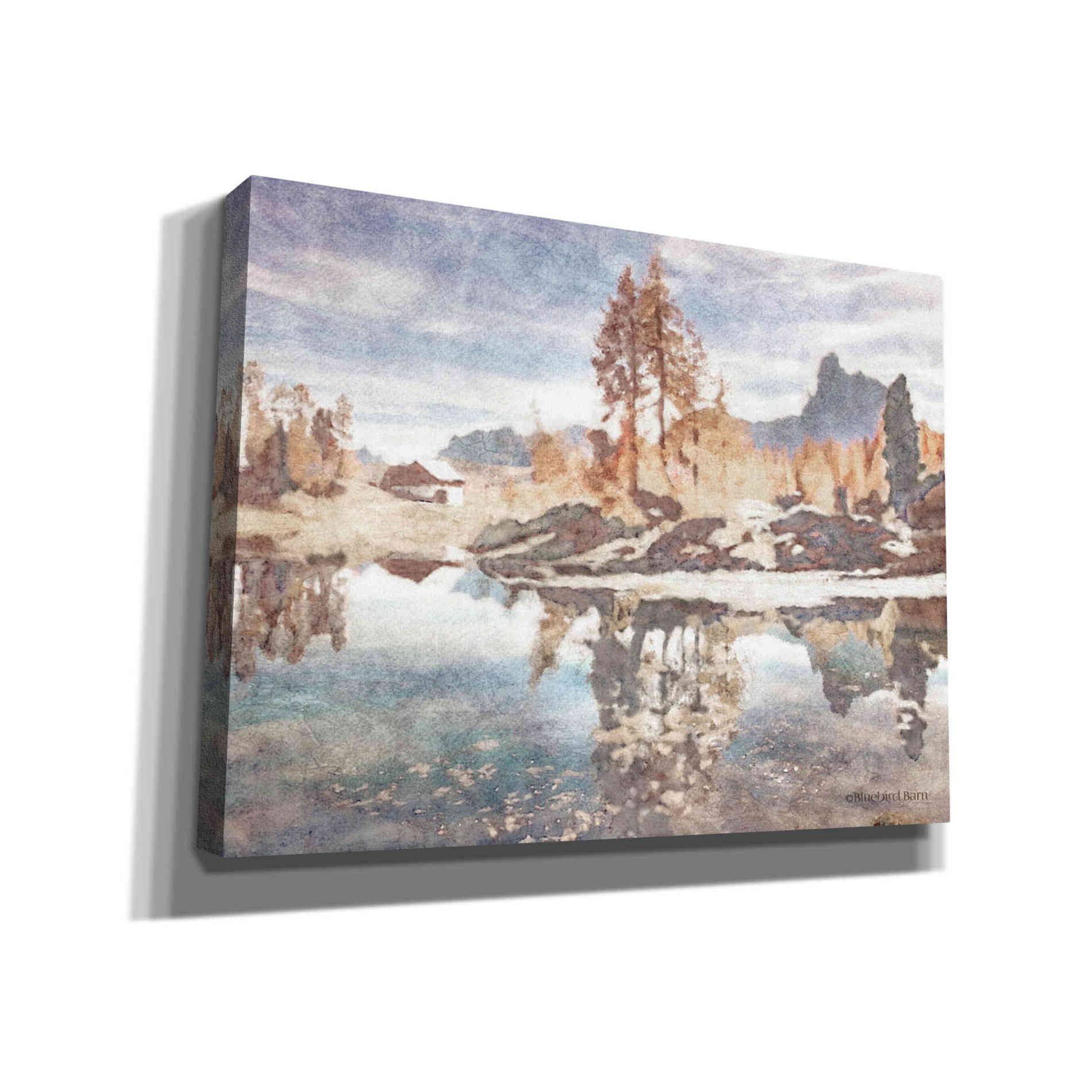 'Little Cabin by the Lake' by Bluebird Barn, Canvas Wall Art,Size C Landscape