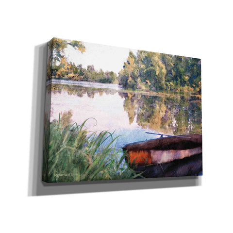 Image of 'Rowboat Pond Landscape' by Bluebird Barn, Canvas Wall Art,Size C Landscape
