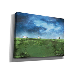 'Distant Hillside Sheep by Night' by Bluebird Barn, Canvas Wall Art,Size B Landscape