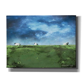 'Distant Hillside Sheep by Night' by Bluebird Barn, Canvas Wall Art,Size B Landscape