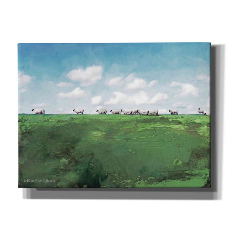Image of 'Distant Hillside Sheep by Day' by Bluebird Barn, Canvas Wall Art,Size B Landscape