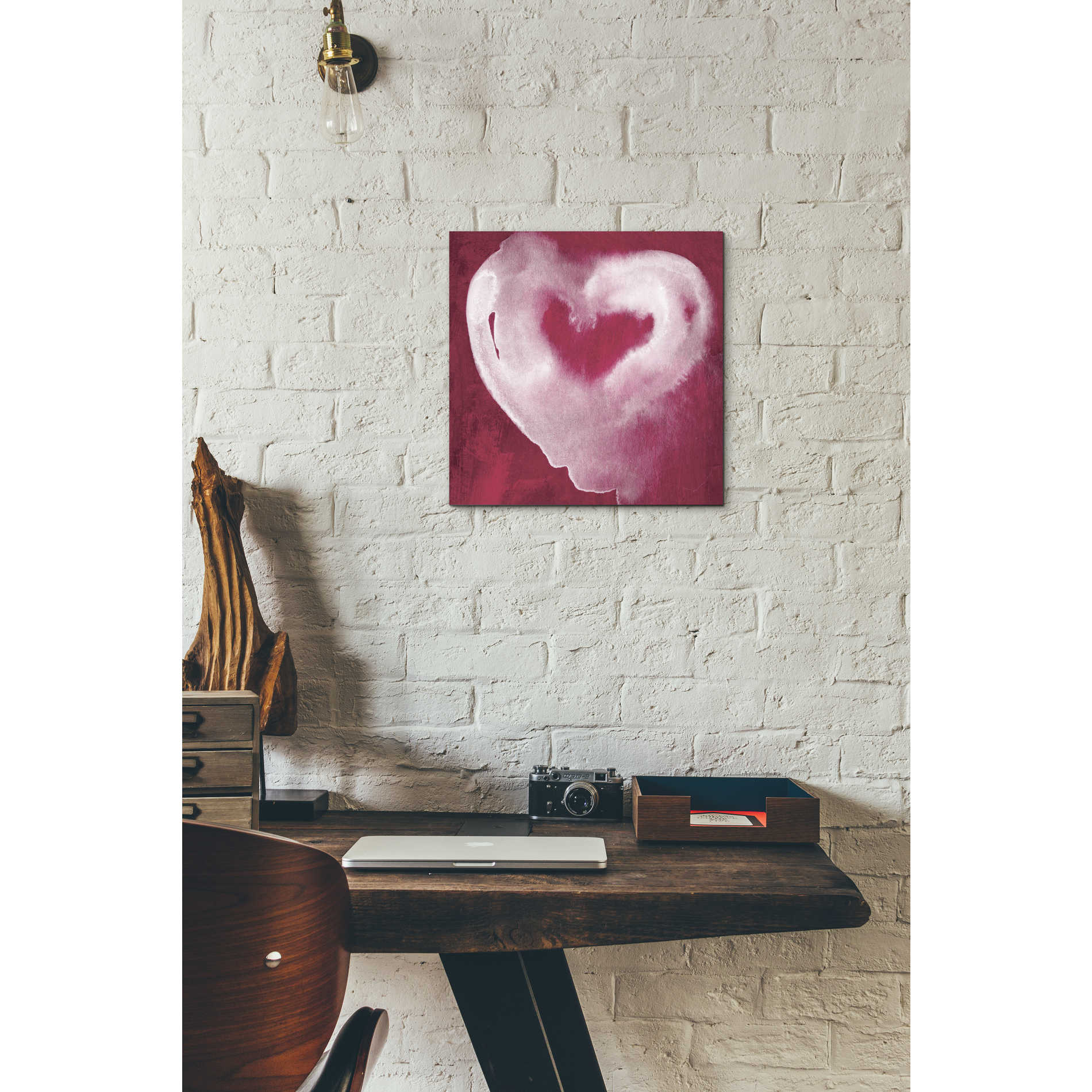 'Hot Pink Heart' by Linda Woods, Canvas Wall Art,12 x 12