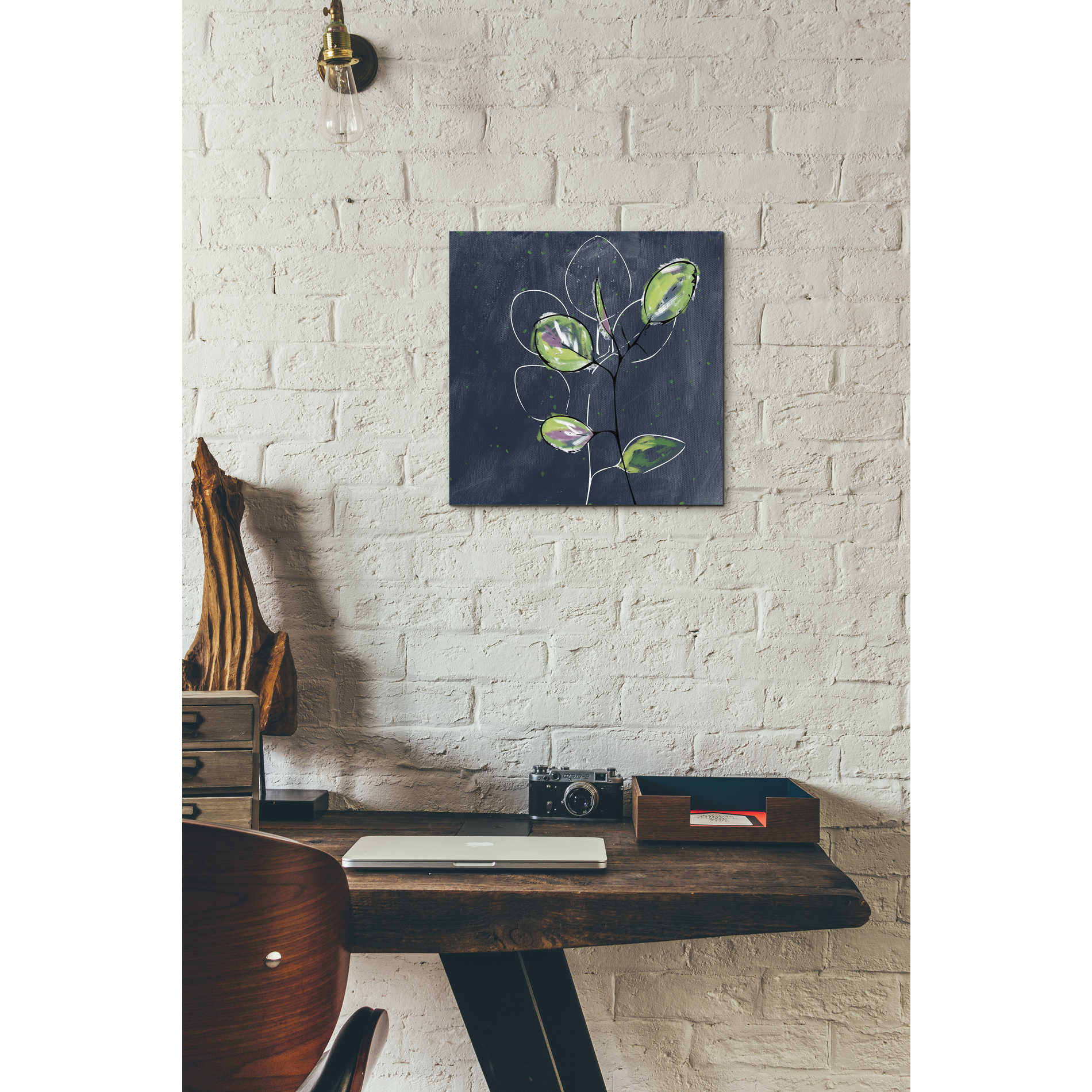 'Eucalyptus on Blue' by Linda Woods, Canvas Wall Art,12 x 12