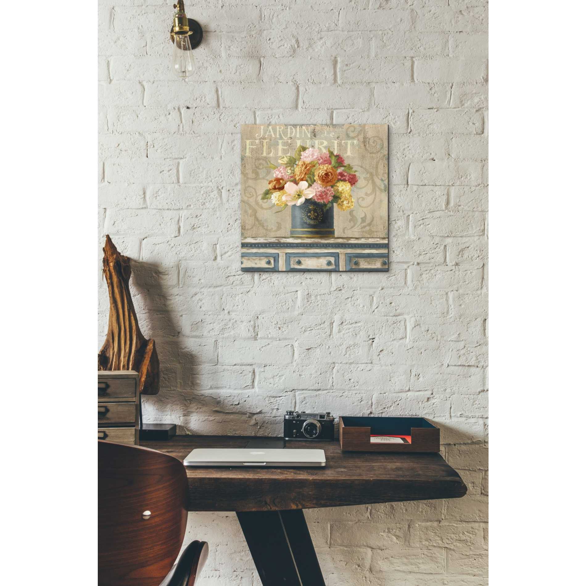 'Tulips in Teal and Gold Hatbox' by Danhui Nai, Canvas Wall Art,12 x 12