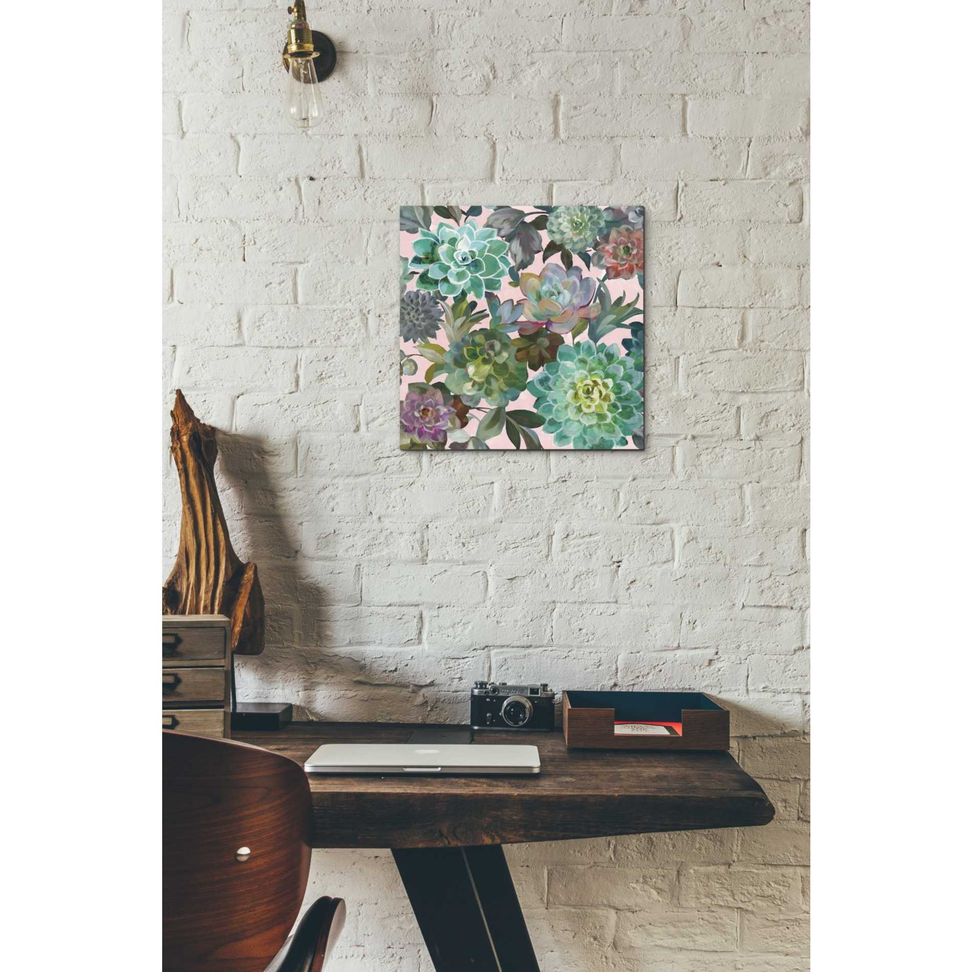 'Floral Succulents v2 Crop on Pink' by Danhui Nai, Canvas Wall Art,12 x 12