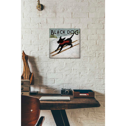 Image of 'Black Dog Ski' by Ryan Fowler, Canvas Wall Art,12 x 12