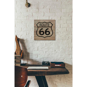 'Route 66 Black On Wood' by Linda Woods, Canvas Wall Art,12 x 12