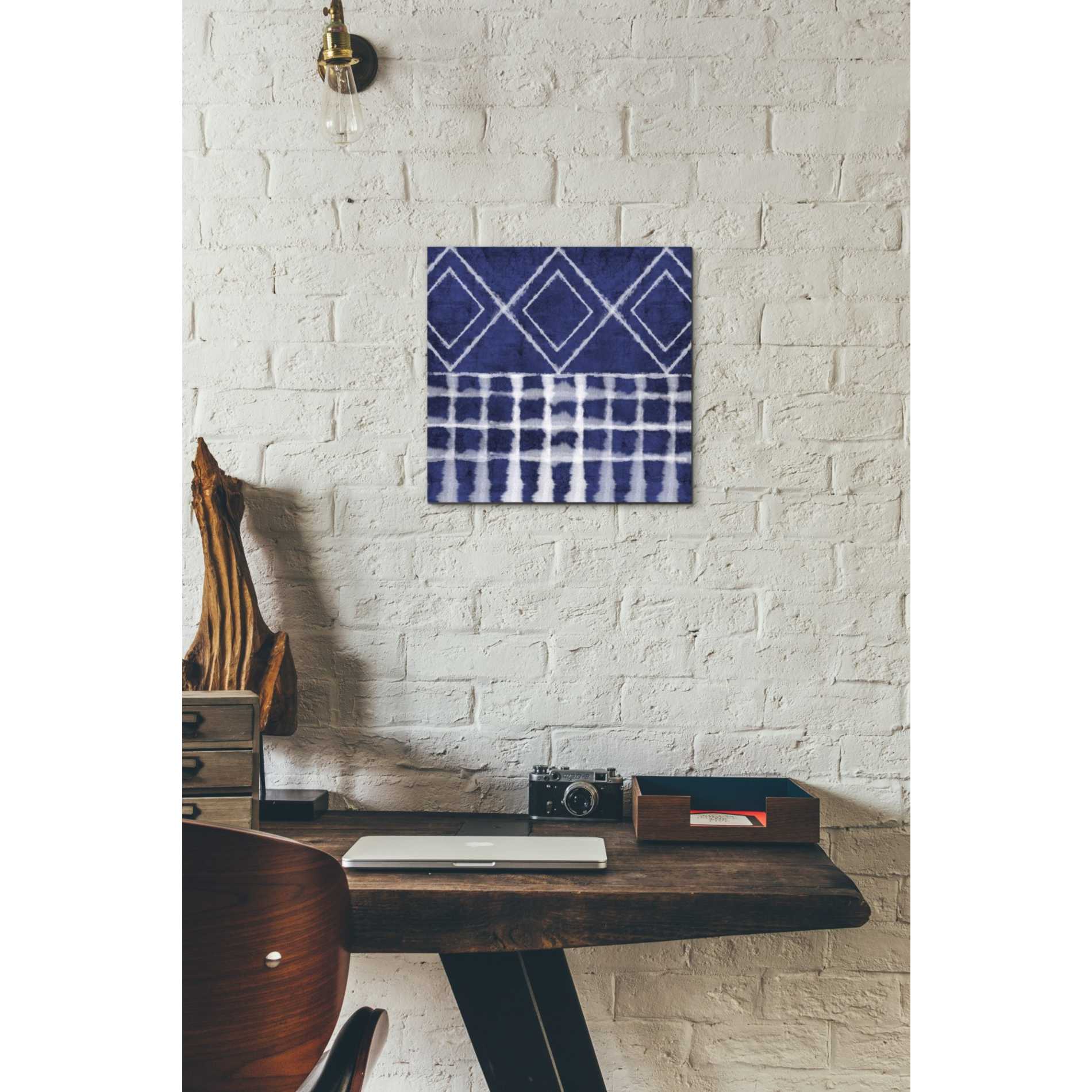 'Blue Shibori D' by Linda Woods, Canvas Wall Art,12 x 12