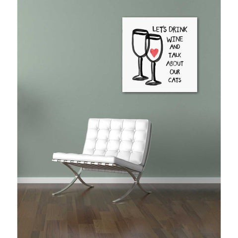 Image of 'Wine And Cats' by Linda Woods, Canvas Wall Art,12 x 12