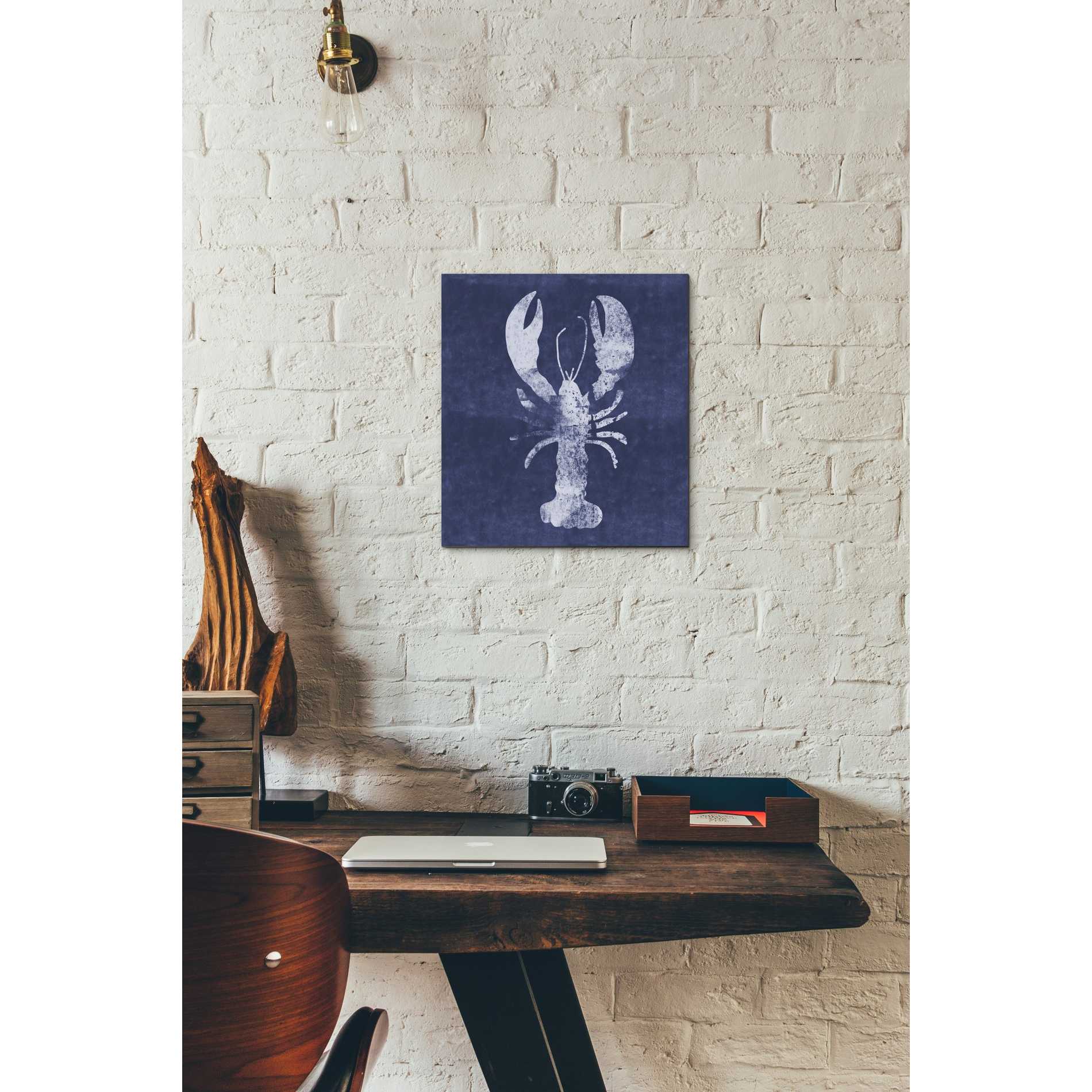 'Indigo Lobster' by Linda Woods, Canvas Wall Art,12 x 12