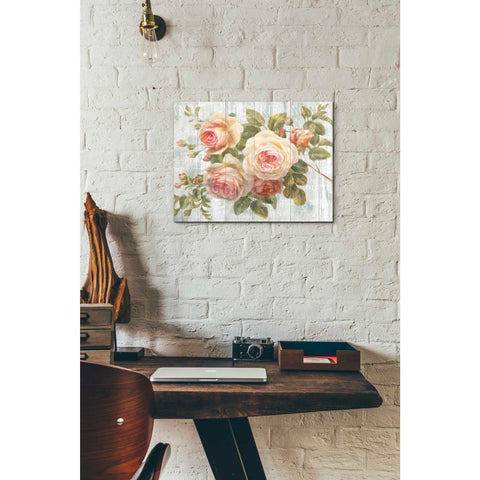 Image of 'Vintage Roses on Driftwood' Canvas Wall Art,,12 x 16
