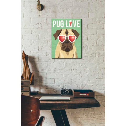 Image of 'Beach Bums Pug I Love' by Michael Mullan, Canvas Wall Art,12 x 16