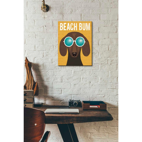 Image of 'Beach Bums Dachshund I Bum' by Michael Mullan, Canvas Wall Art,12 x 16
