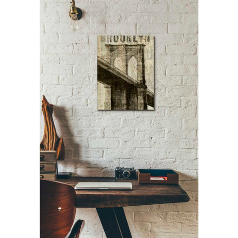 Image of 'Vintage NY Brooklyn Bridge' by Michael Mullan, Canvas Wall Art,12 x 16
