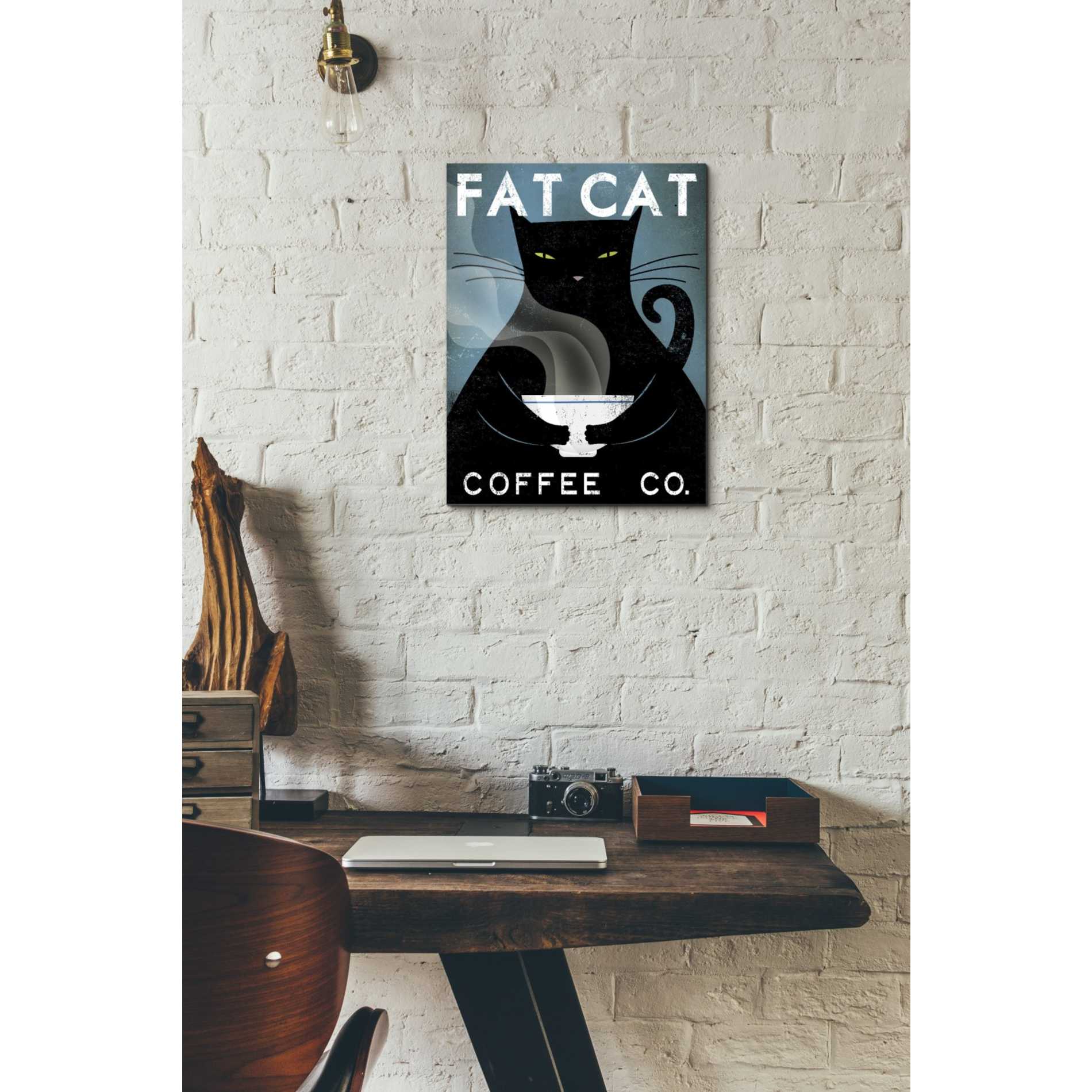 'Cat Coffee no City' by Ryan Fowler, Canvas Wall Art,12 x 16