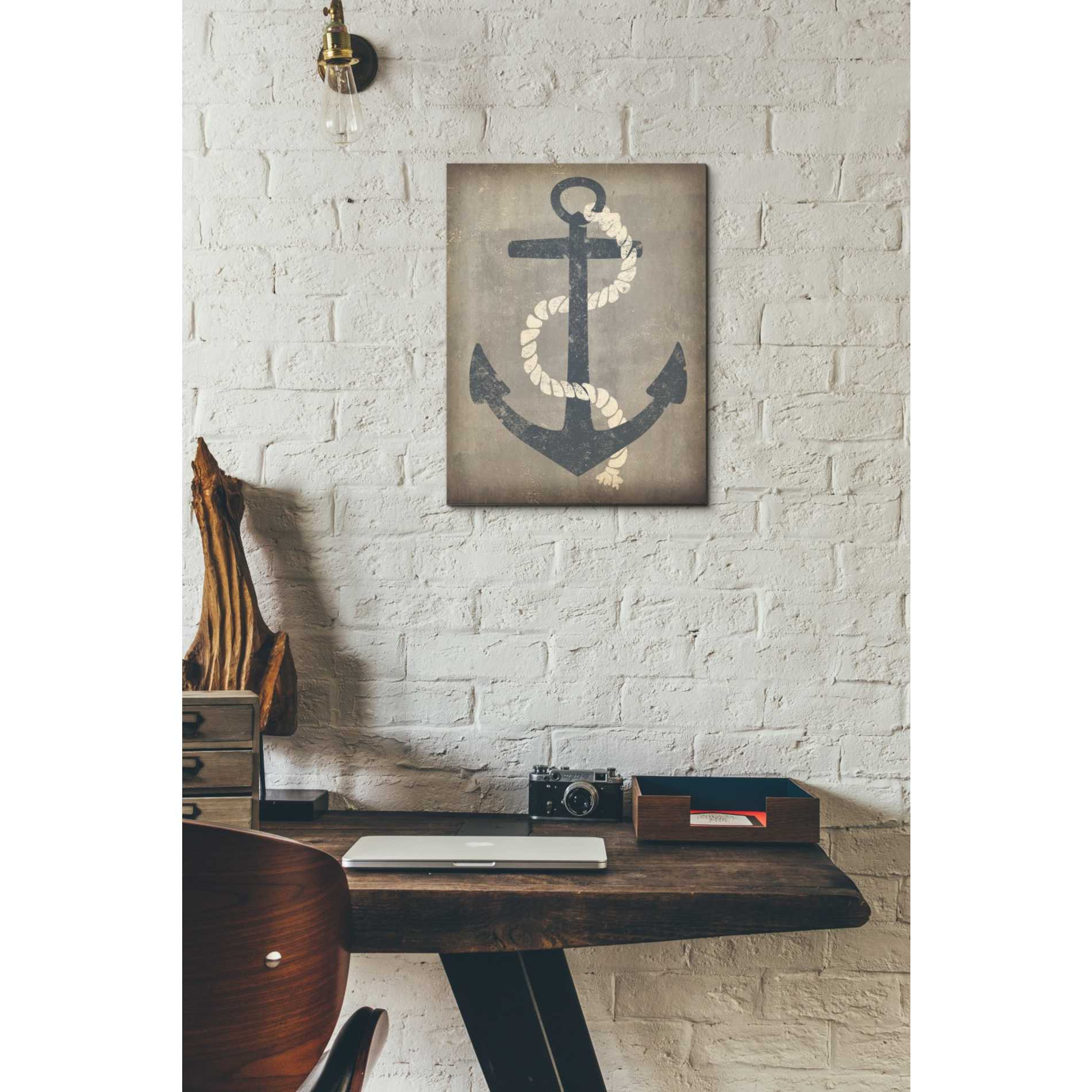 'Nautical Anchor Vertical Gray' by Ryan Fowler, Canvas Wall Art,12 x 16