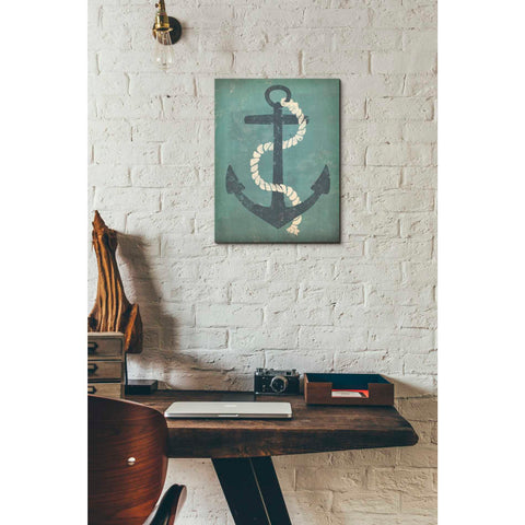 Image of 'Nautical Anchor Vertical Blue' by Ryan Fowler, Canvas Wall Art,12 x 16