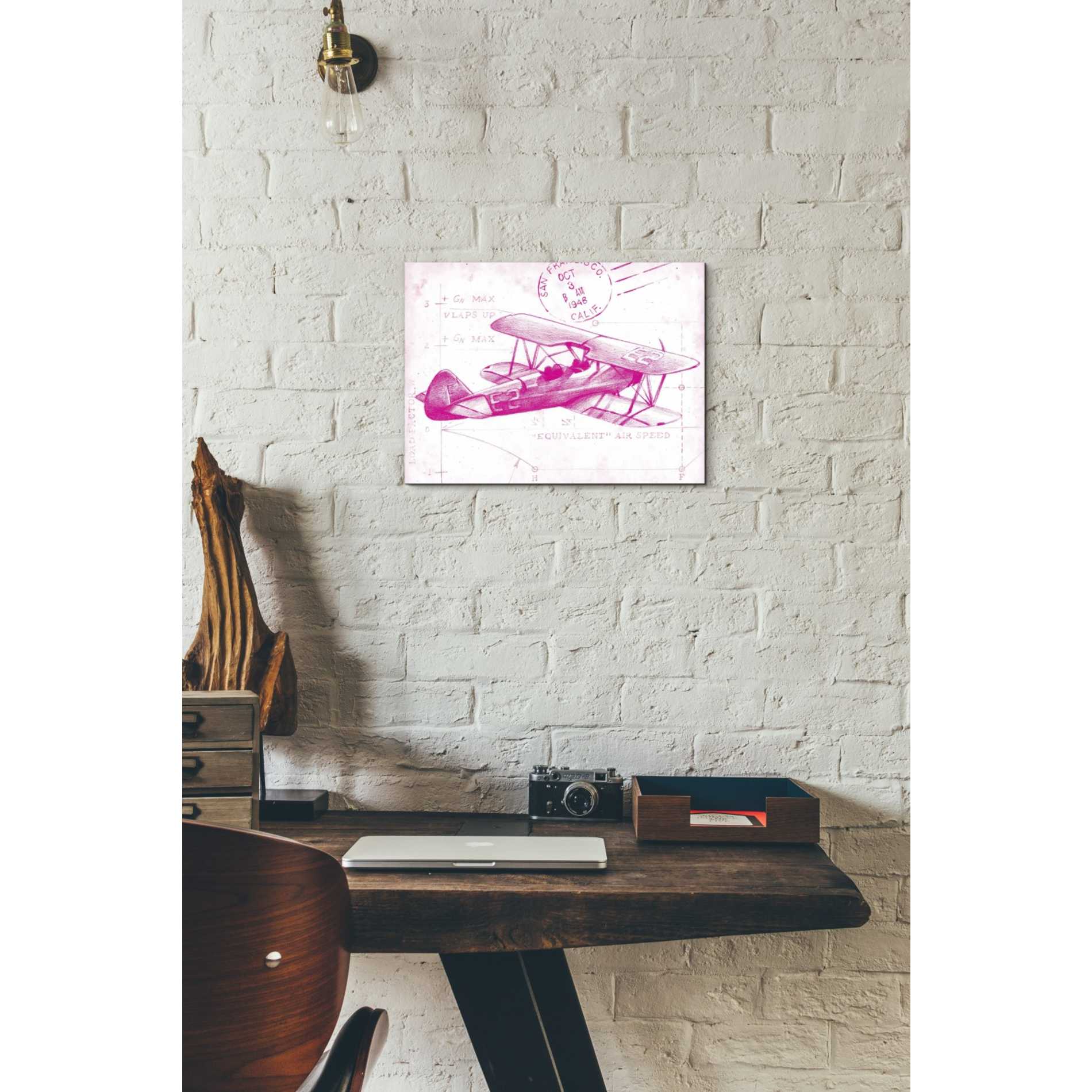 'Flight Schematic I in Pink' by Ethan Harper Canvas Wall Art,16 x 12