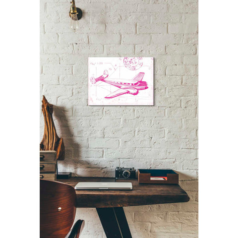 Image of 'Flight Schematic IV in Pink' by Ethan Harper Canvas Wall Art,16 x 12