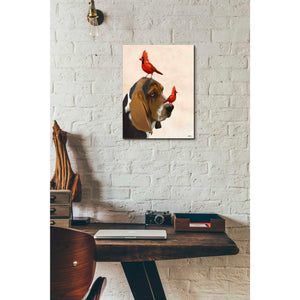 'Basset Hound and Birds' by Fab Funky Giclee Canvas Wall Art