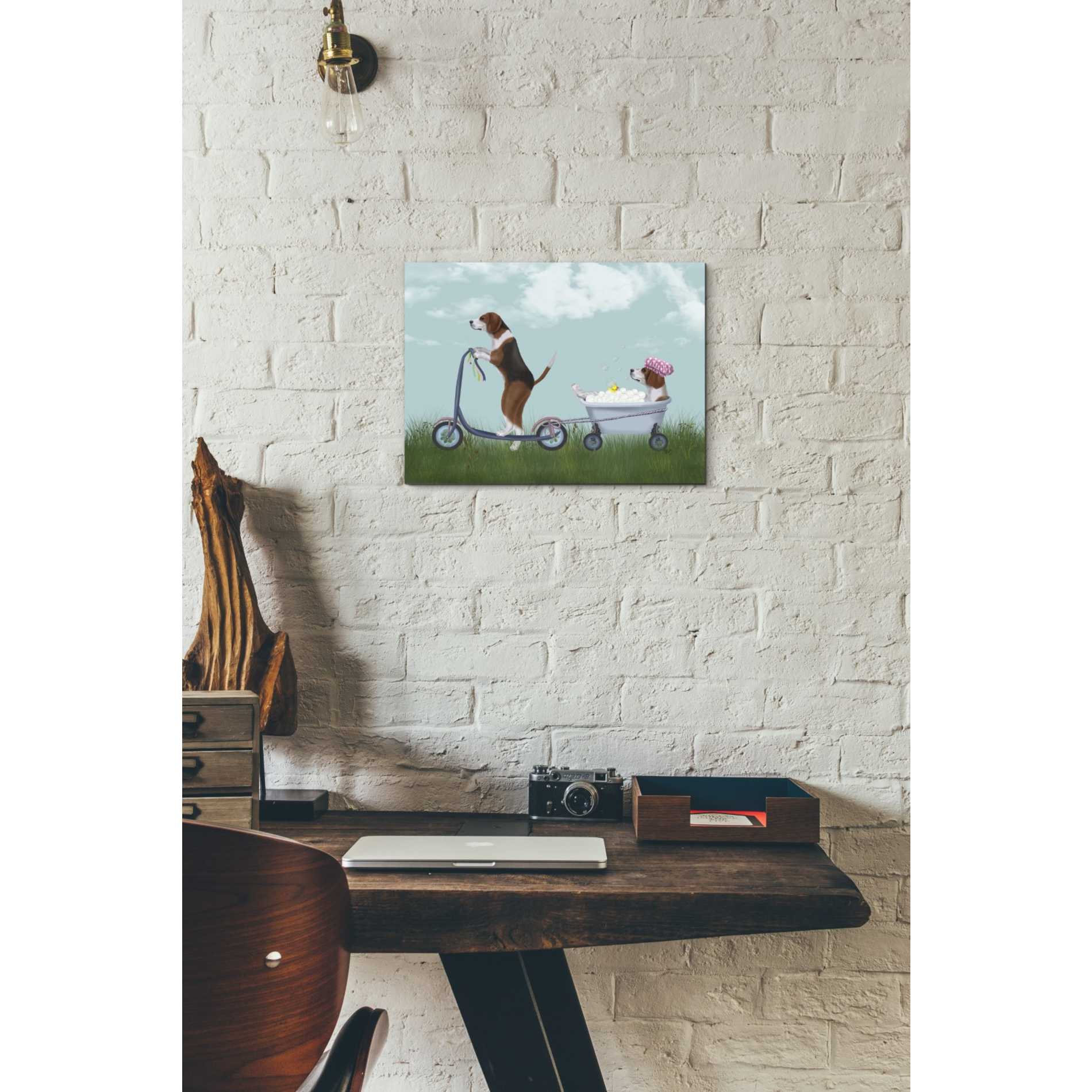'Beagle Scooter' by Fab Funky Giclee Canvas Wall Art