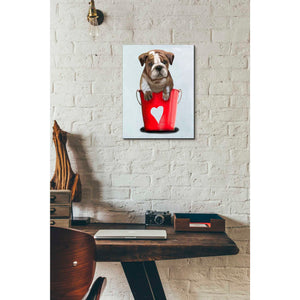 'Bulldog Bucket Of Love, Red' by Fab Funky Giclee Canvas Wall Art