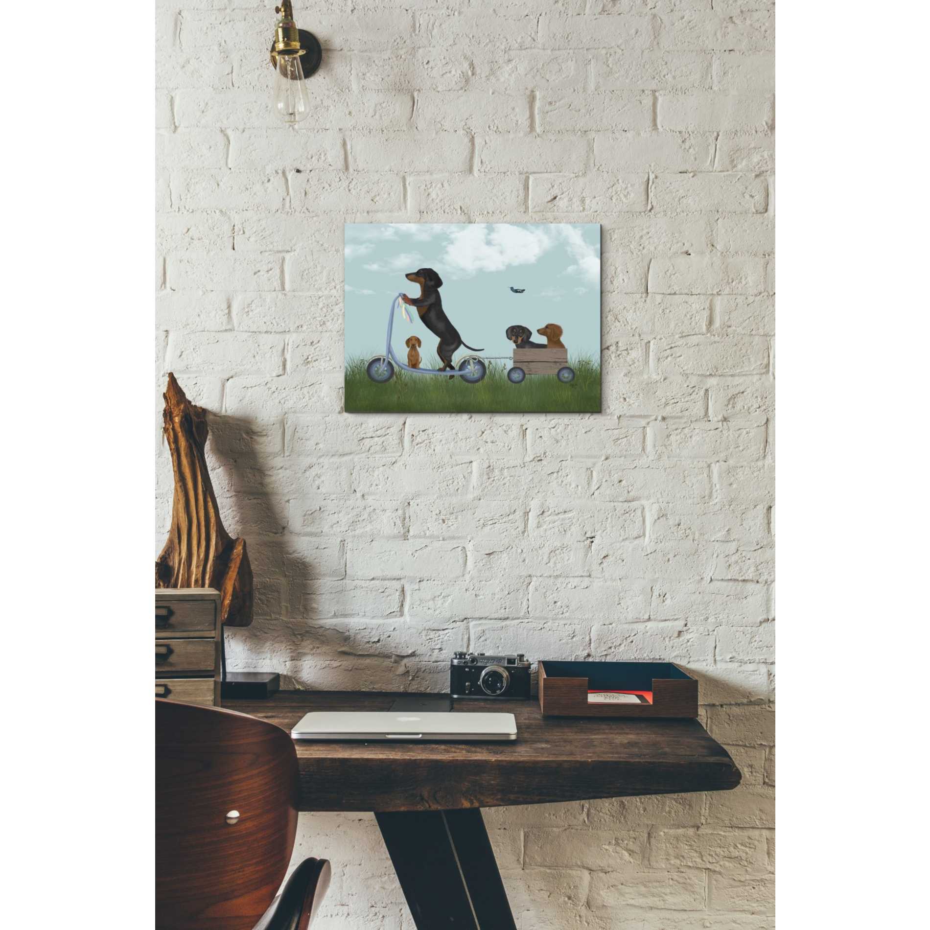 'Dachshund Scooter' by Fab Funky Giclee Canvas Wall Art