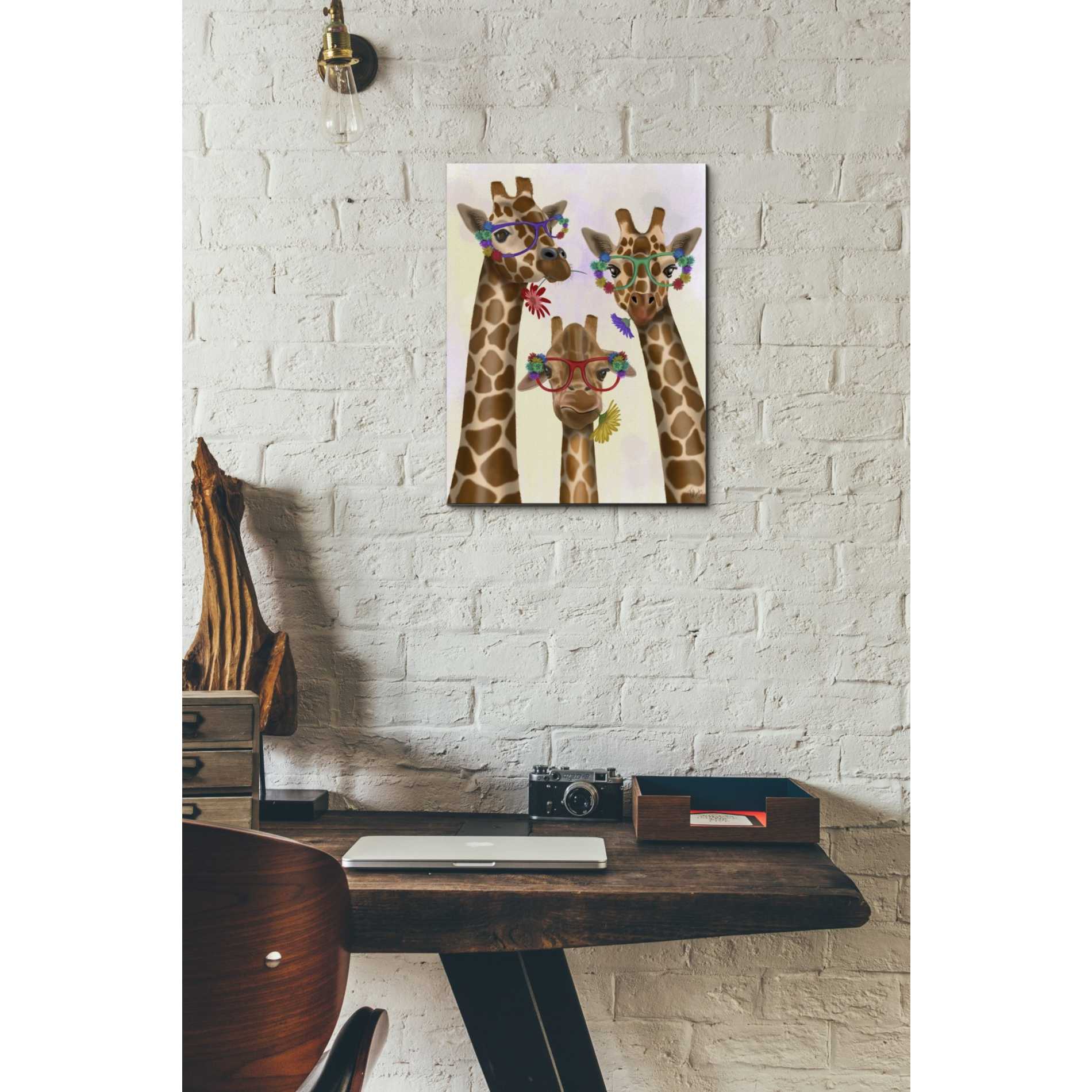 'Giraffe and Flower Glasses, Trio' by Fab Funky Canvas Wall Art,12 x 16