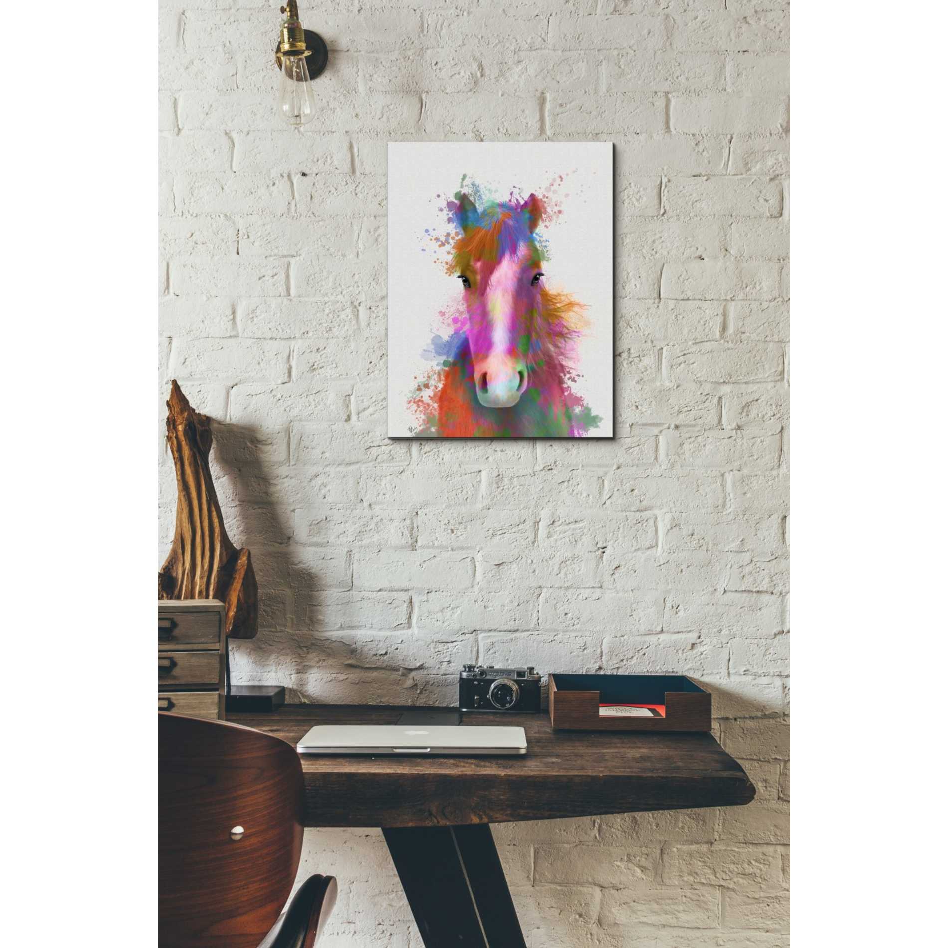'Horse Portrait 2 Rainbow Splash' by Fab Funky Giclee Canvas Wall Art