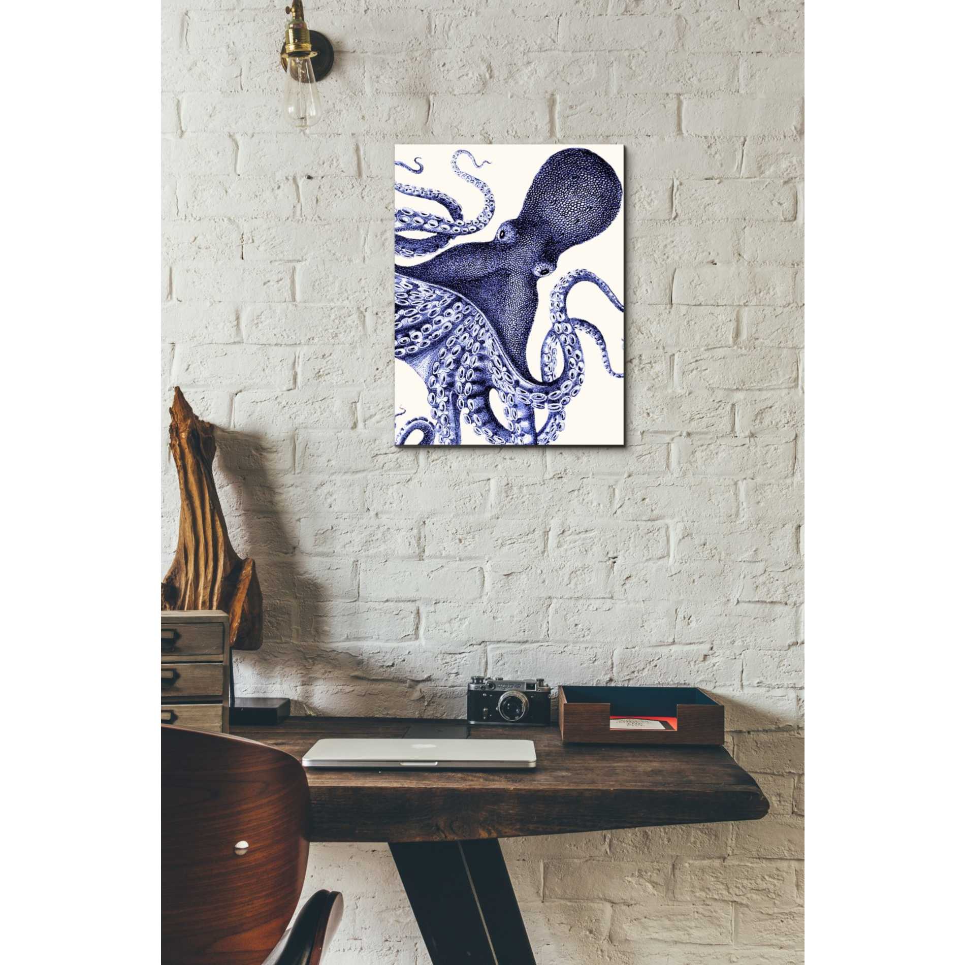 'Landscape Blue Octopus' by Fab Funky Giclee Canvas Wall Art